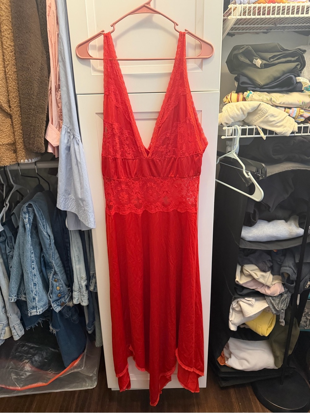 Vintage Frederick’s of Hollywood Red Lace Slip Dress size small
